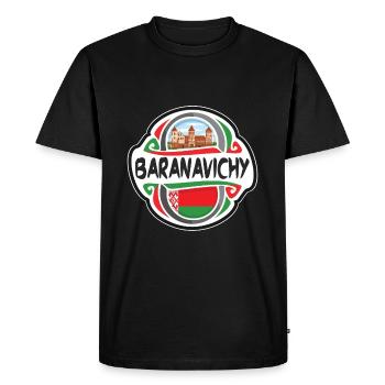 Baranavichy Belarus Flag Travel Souvenir Badge Sta - Men's Premium Organic T-Shirt - black - Front - Nico (187cm)