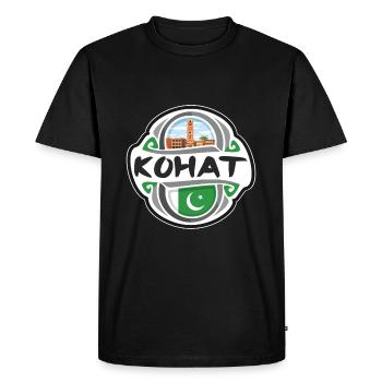 Kohat Pakistan Drapeau Badge Voyage Souvenir Timbre - T-shirt Premium bio Homme - noir - Devant - Nico (187cm)