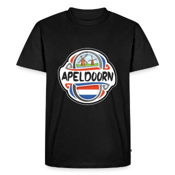 Apeldoorn Netherlands Flag Travel Souvenir Badge S - Men's Premium Organic T-Shirt - black - Front - Nico (187cm)
