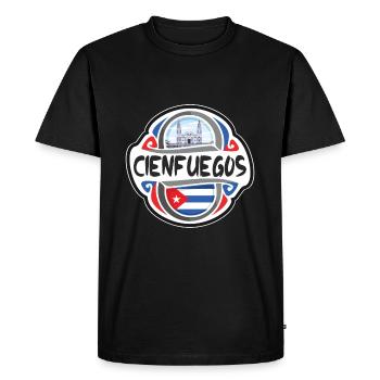 Cienfuegos Cuba Drapeau Badge Voyage Souvenir Timbre - T-shirt Premium bio Homme - noir - Devant - Nico (187cm)