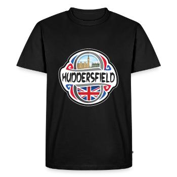 Huddersfield Royaume-Uni Drapeau du Royaume-Uni Voyage Souveni - T-shirt Premium bio Homme - noir - Devant - Nico (187cm)