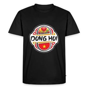 Dong Hoi Vietnam Flag Badge Travel Souvenir Stamp - Men's Premium Organic T-Shirt - black - Front - Nico (187cm)