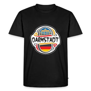 Darmstadt Allemagne Drapeau Badge Voyage Souvenir Timbre - T-shirt Premium bio Homme - noir - Devant - Nico (187cm)
