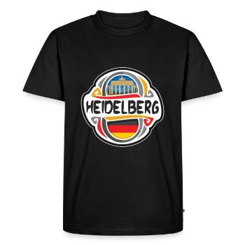 Heidelberg Allemagne Drapeau Voyage Souvenir Badge Stam - T-shirt Premium bio Homme - noir - Devant - Nico (187cm)