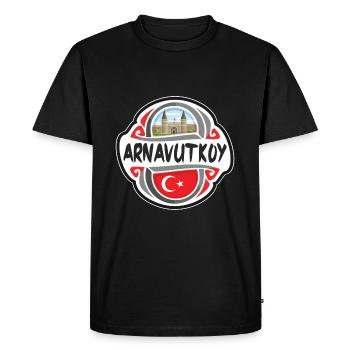 Arnavutkoy Turquie Drapeau Badge Voyage Souvenir Timbre - T-shirt Premium bio Homme - noir - Devant - Nico (187cm)