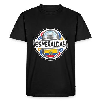 Esmeraldas Equateur Drapeau Voyage Souvenir Badge Stam - T-shirt Premium bio Homme - noir - Devant - Nico (187cm)