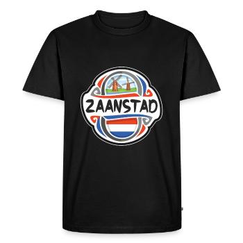 Zaanstad Netherlands Flag Travel Souvenir Badge St - Men's Premium Organic T-Shirt - black - Front - Nico (187cm)