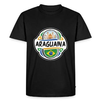 Araguaina Brésil Drapeau Badge Souvenir de Voyage Timbre - T-shirt Premium bio Homme - noir - Devant - Nico (187cm)