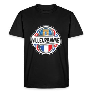 Villeurbanne France Drapeau Voyage Souvenir Badge Sta - T-shirt Premium bio Homme - noir - Devant - Nico (187cm)