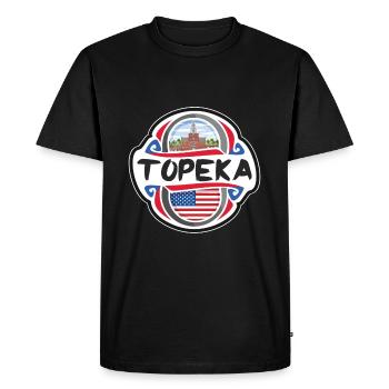 Topeka USA Drapeau des États-Unis Souvenir de voyage Badg - T-shirt Premium bio Homme - noir - Devant - Nico (187cm)