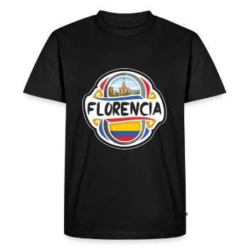 Florencia Colombie Drapeau Voyage Souvenir Badge Stam - T-shirt Premium bio Homme - noir - Devant - Nico (187cm)