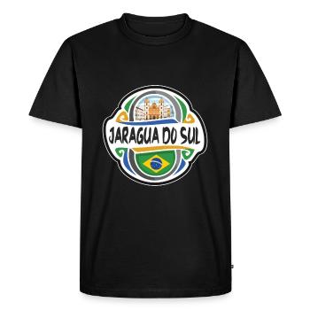 Jaragua do Sul Brazil Flag Travel Souvenir Badge S - Men's Premium Organic T-Shirt - black - Front - Nico (187cm)