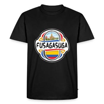 Fusagasuga Colombie Drapeau Voyage Souvenir Badge - T-shirt Premium bio Homme - noir - Devant - Nico (187cm)
