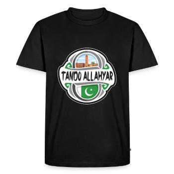 Tando Allahyar Pakistan Drapeau Voyage Souvenir Badge - T-shirt Premium bio Homme - noir - Devant - Nico (187cm)