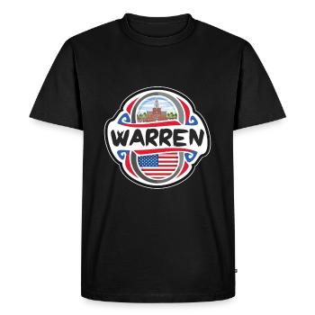 Warren USA Drapeau des États-Unis Souvenir de voyage Badg - T-shirt Premium bio Homme - noir - Devant - Nico (187cm)