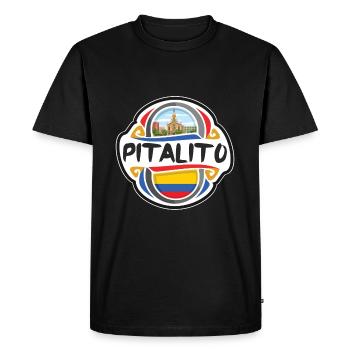 Pitalito Colombie Drapeau Badge Voyage Souvenir Timbre - T-shirt Premium bio Homme - noir - Devant - Nico (187cm)