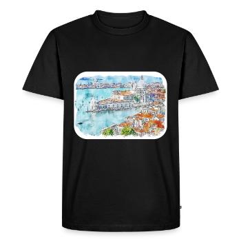 Venice Italy Watercolor Sketch Illustration - Men's Premium Organic T-Shirt - black - Front - Nico (187cm)