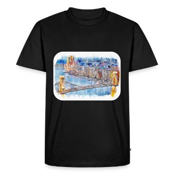 Budapest Hungary Watercolor Sketch Illustration - Men's Premium Organic T-Shirt - black - Front - Nico (187cm)