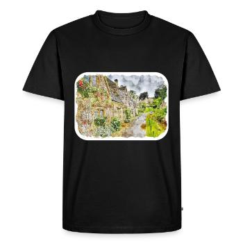 Angleterre Royaume-Uni Aquarelle Esquisse Dessinée à la main Peinture - T-shirt Premium bio Homme - noir - Devant - Nico (187cm)