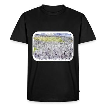 Irlande Royaume-Uni Aquarelle Esquisse Dessinée à la main Peinture - T-shirt Premium bio Homme - noir - Devant - Nico (187cm)