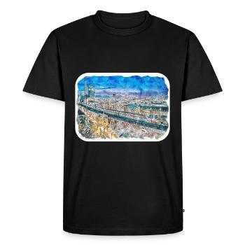 Zurich, Suisse, Croquis à l’aquarelle, illustration - T-shirt Premium bio Homme - noir - Devant - Nico (187cm)