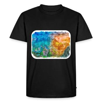 Norvège Aquarelle Esquisse Dessinée à la main Illustration - T-shirt Premium bio Homme - noir - Devant - Nico (187cm)