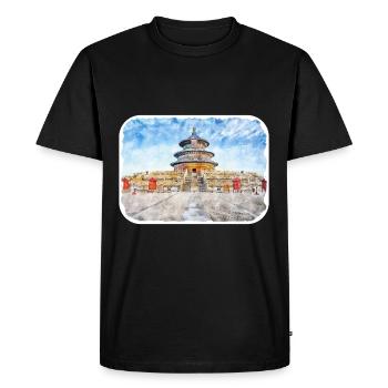 Illustration de l’esquisse à l’aquarelle de Pékin - T-shirt Premium bio Homme - noir - Devant - Nico (187cm)