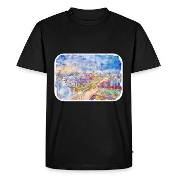 Berlin Allemagne Aquarelle Sketch Illustration - T-shirt Premium bio Homme - noir - Devant - Nico (187cm)