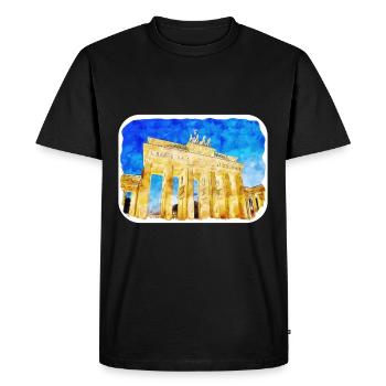 Allemagne Aquarelle Esquisse Dessinée à la main Illustration - T-shirt Premium bio Homme - noir - Devant - Nico (187cm)