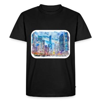 Chicago USA Watercolor Sketch Drawn Illustration - Men's Premium Organic T-Shirt - black - Front - Nico (187cm)