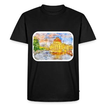 Allemagne Aquarelle Esquisse Dessinée à la main Illustration - T-shirt Premium bio Homme - noir - Devant - Nico (187cm)