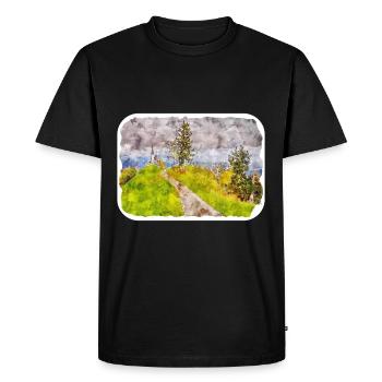 Illustration de l’esquisse à l’aquarelle de Slovénie - T-shirt Premium bio Homme - noir - Devant - Nico (187cm)