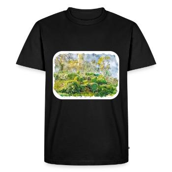Angleterre Royaume-Uni Aquarelle Esquisse Dessinée à la main Peinture - T-shirt Premium bio Homme - noir - Devant - Nico (187cm)