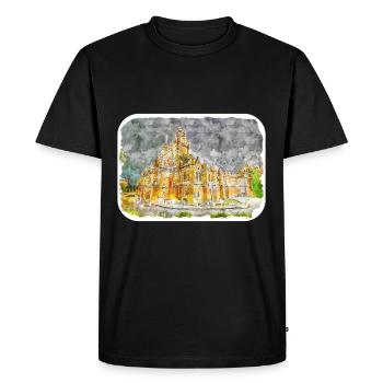 Australie Aquarelle Esquisse Dessinée à la Main Peinture - T-shirt Premium bio Homme - noir - Devant - Nico (187cm)