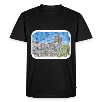Beijing Chine Aquarelle Esquisse Dessin Dessiné - T-shirt Premium bio Homme - noir - Devant - Nico (187cm)
