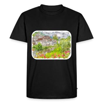 Allemagne Aquarelle Esquisse Dessinée à la main Illustration - T-shirt Premium bio Homme - noir - Devant - Nico (187cm)