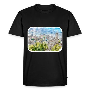 Édimbourg Ecosse Royaume-Uni Aquarelle Esquisse Dessinée Douleur - T-shirt Premium bio Homme - noir - Devant - Nico (187cm)