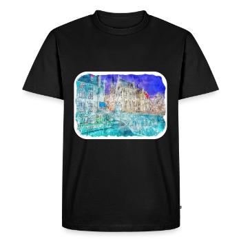 Belgique Point de repère aquarelle croquis dessin de peinture - T-shirt Premium bio Homme - noir - Devant - Nico (187cm)