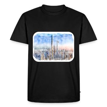 Shanghai Chine Aquarelle Esquisse Dessin Dessiné - T-shirt Premium bio Homme - noir - Devant - Nico (187cm)