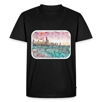 Chicago USA Watercolor Sketch Drawn Illustration - Men's Premium Organic T-Shirt - black - Front - Nico (187cm)