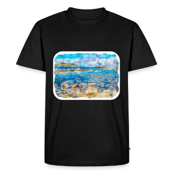 Irlande Royaume-Uni Aquarelle Esquisse Dessinée à la main Peinture - T-shirt Premium bio Homme - noir - Devant - Nico (187cm)