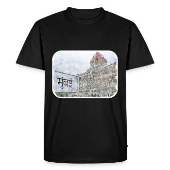 Mumbai India Watercolor Sketch Drawn Painting - Men's Premium Organic T-Shirt - black - Front - Nico (187cm)