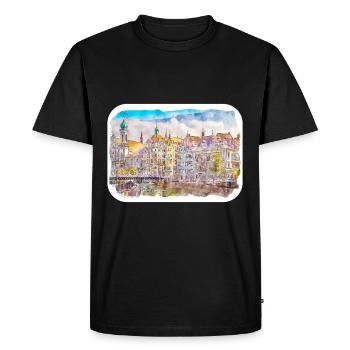 Lucerne Switzerland Watercolor Sketch Drawn Illust - Men's Premium Organic T-Shirt - black - Front - Nico (187cm)
