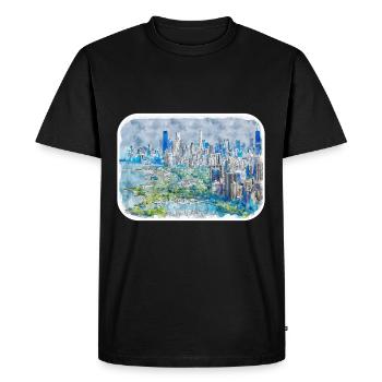 Chicago USA Watercolor Sketch Drawn Illustration - Men's Premium Organic T-Shirt - black - Front - Nico (187cm)