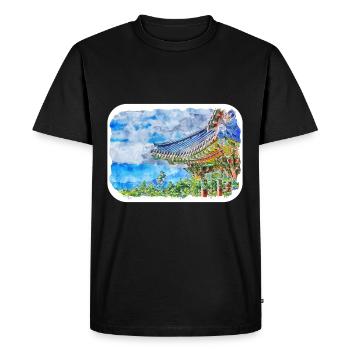 BUSAn South Korea Watercolor Sketch Draw Drawing - Men's Premium Organic T-Shirt - black - Front - Nico (187cm)