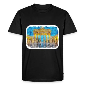 Allemagne Aquarelle Esquisse Dessinée à la main Illustration - T-shirt Premium bio Homme - noir - Devant - Nico (187cm)