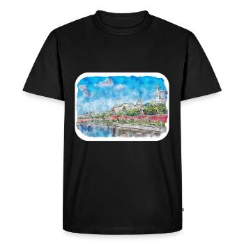 Moscou Russie Aquarelle Sketch Illustration - T-shirt Premium bio Homme - noir - Devant - Nico (187cm)