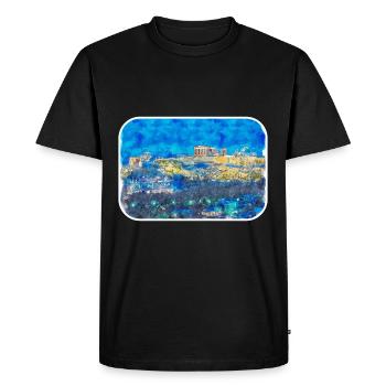 Athènes, grèce, aquarelle, croquis, illustration - T-shirt Premium bio Homme - noir - Devant - Nico (187cm)