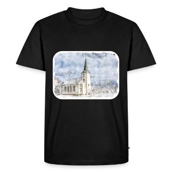 Norvège croquis aquarelle illustration dessinée à la main - T-shirt Premium bio Homme - noir - Devant - Nico (187cm)