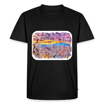 Barcelone Espagne Aquarelle Esquisse Dessiner Dessin - T-shirt Premium bio Homme - noir - Devant - Nico (187cm)